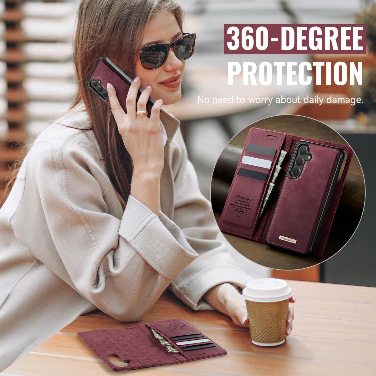 For Samsung Galaxy S25 FE 5G CaseMe C49 Magnetic RFID Blocking Detachable Wallet Leather Phone Case