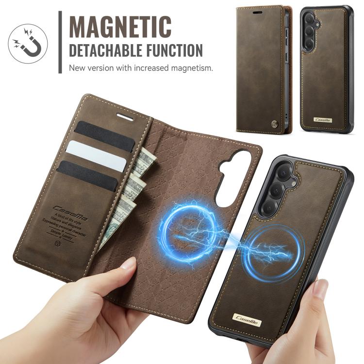 For Samsung Galaxy S25 FE 5G CaseMe C49 Magnetic RFID Blocking Detachable Wallet Leather Phone Case