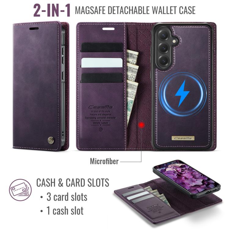 For Samsung Galaxy S25 FE 5G CaseMe C49 Magnetic RFID Blocking Detachable Wallet Leather Phone Case
