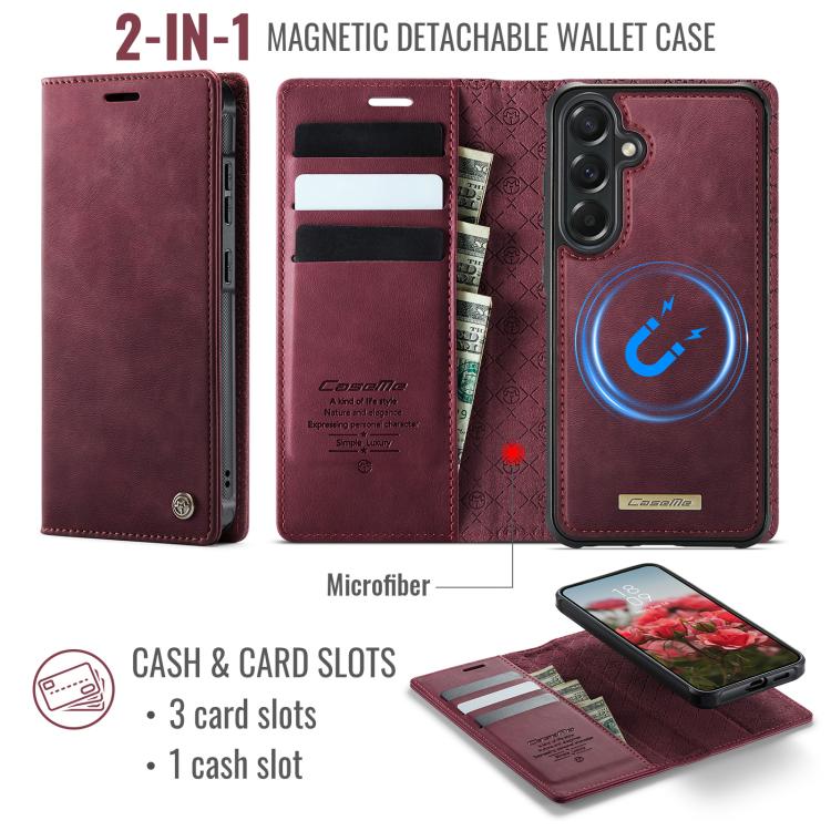 For Samsung Galaxy A57 5G CaseMe C49 Magnetic RFID Blocking Detachable Wallet Leather Phone Case
