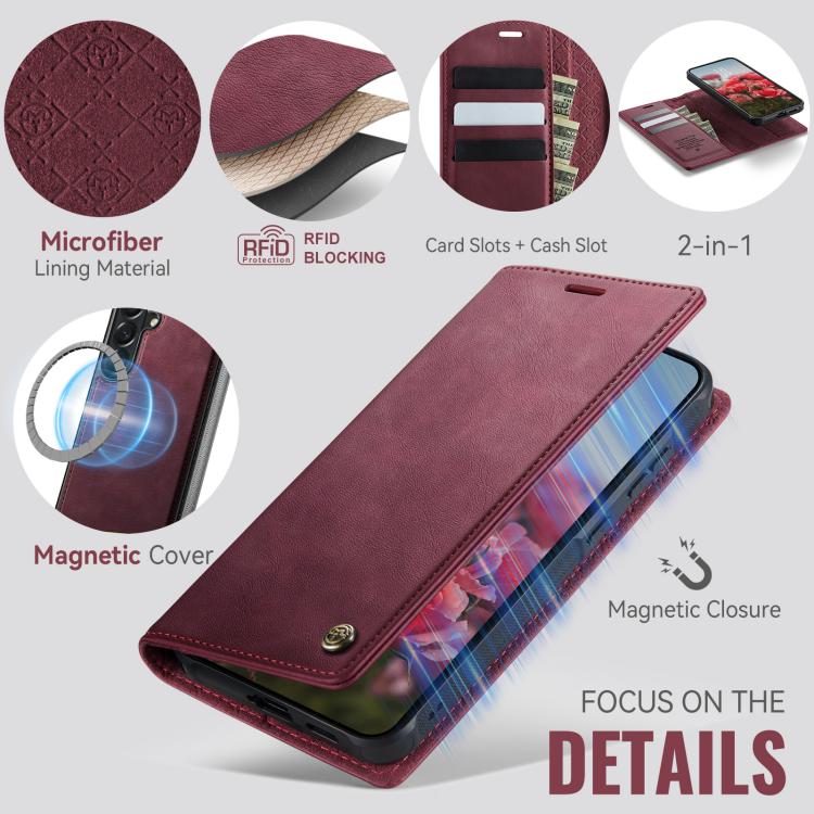 For Samsung Galaxy A57 5G CaseMe C49 Magnetic RFID Blocking Detachable Wallet Leather Phone Case