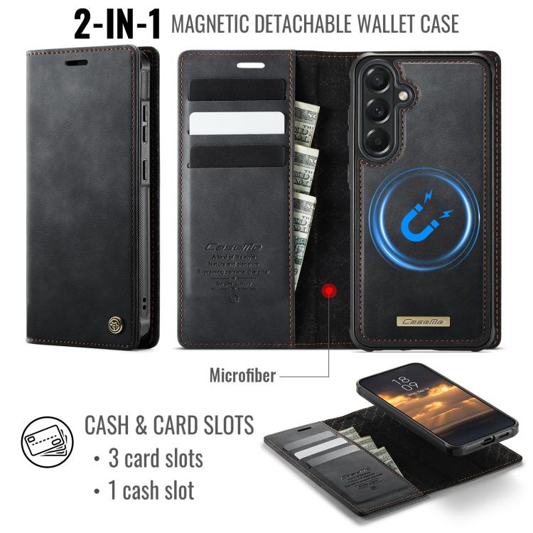 For Samsung Galaxy A57 5G CaseMe C49 Magnetic RFID Blocking Detachable Wallet Leather Phone Case