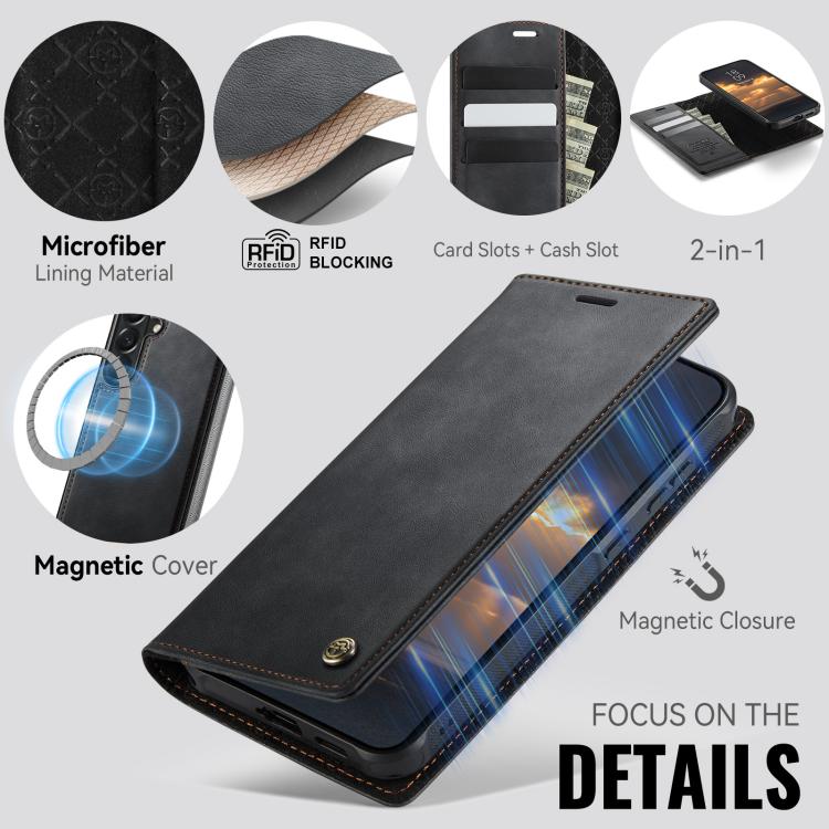 For Samsung Galaxy A57 5G CaseMe C49 Magnetic RFID Blocking Detachable Wallet Leather Phone Case