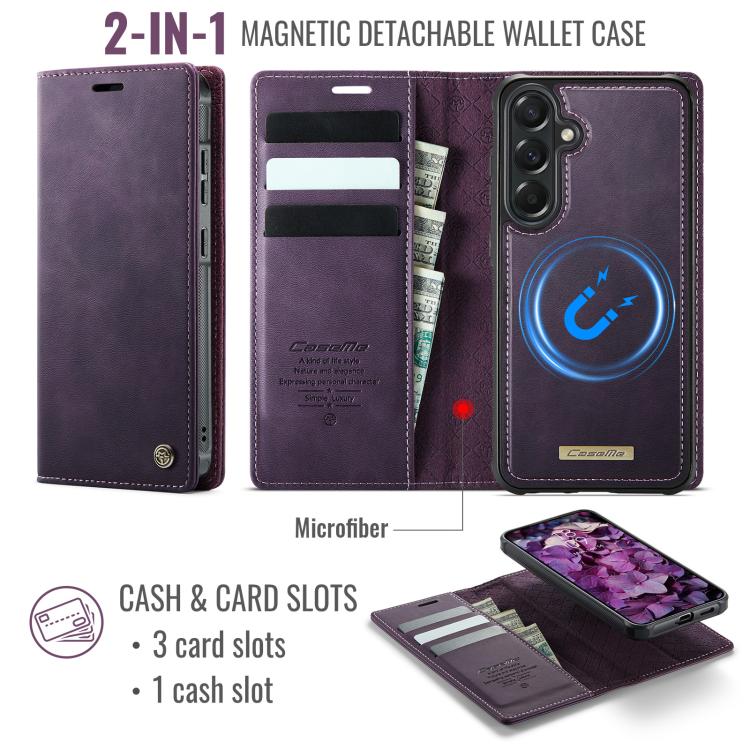 For Samsung Galaxy A57 5G CaseMe C49 Magnetic RFID Blocking Detachable Wallet Leather Phone Case