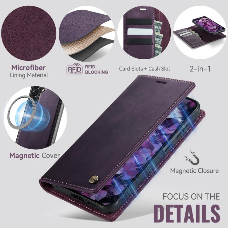 For Samsung Galaxy A57 5G CaseMe C49 Magnetic RFID Blocking Detachable Wallet Leather Phone Case