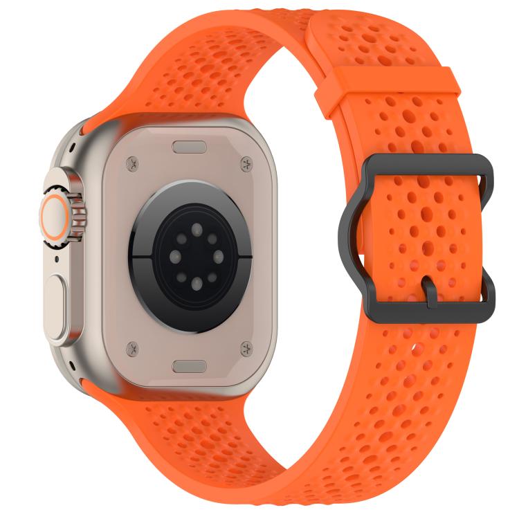 For Apple Watch 46mm / 49mm / 45mm / 44mm Breathable Holes Silicone Watch Band