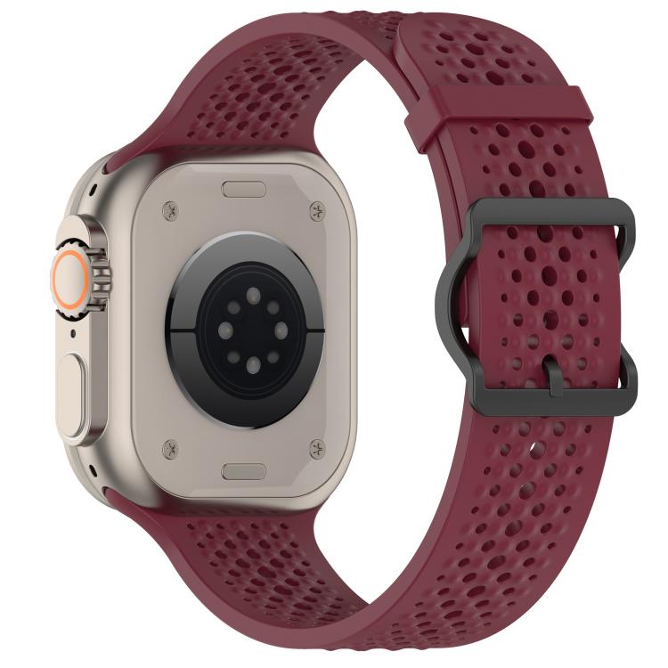 For Apple Watch 46mm / 49mm / 45mm / 44mm Breathable Holes Silicone Watch Band