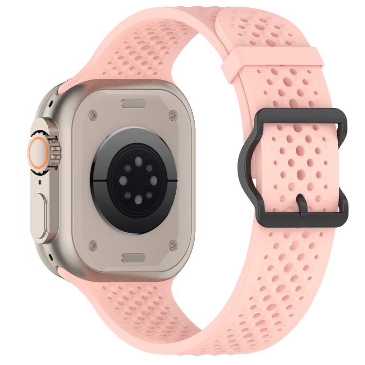 For Apple Watch 46mm / 49mm / 45mm / 44mm Breathable Holes Silicone Watch Band