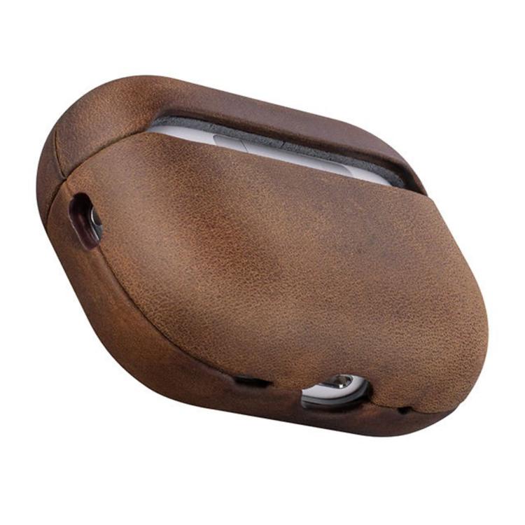 For AirPods Pro 2 Crazy Horse Genuine Leather Earbuds Protective Case