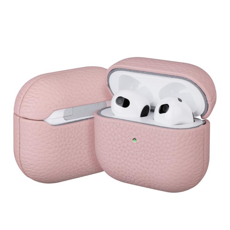 For AirPods Pro Litchi Grain Genuine Leather Earbuds Protective Case