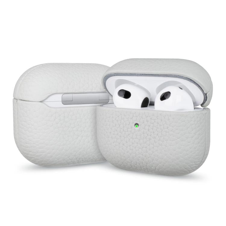 For AirPods 3 Litchi Grain Genuine Leather Earbuds Protective Case