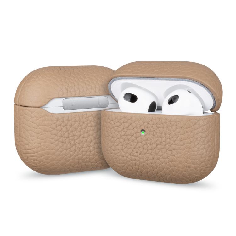For AirPods 3 Litchi Grain Genuine Leather Earbuds Protective Case