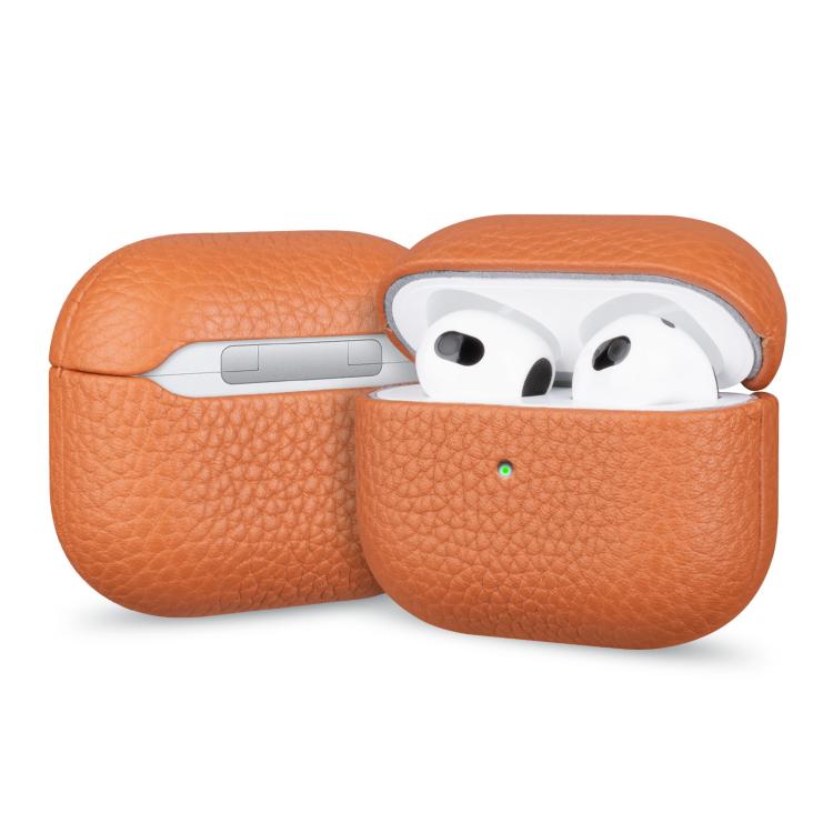 For AirPods 3 Litchi Grain Genuine Leather Earbuds Protective Case
