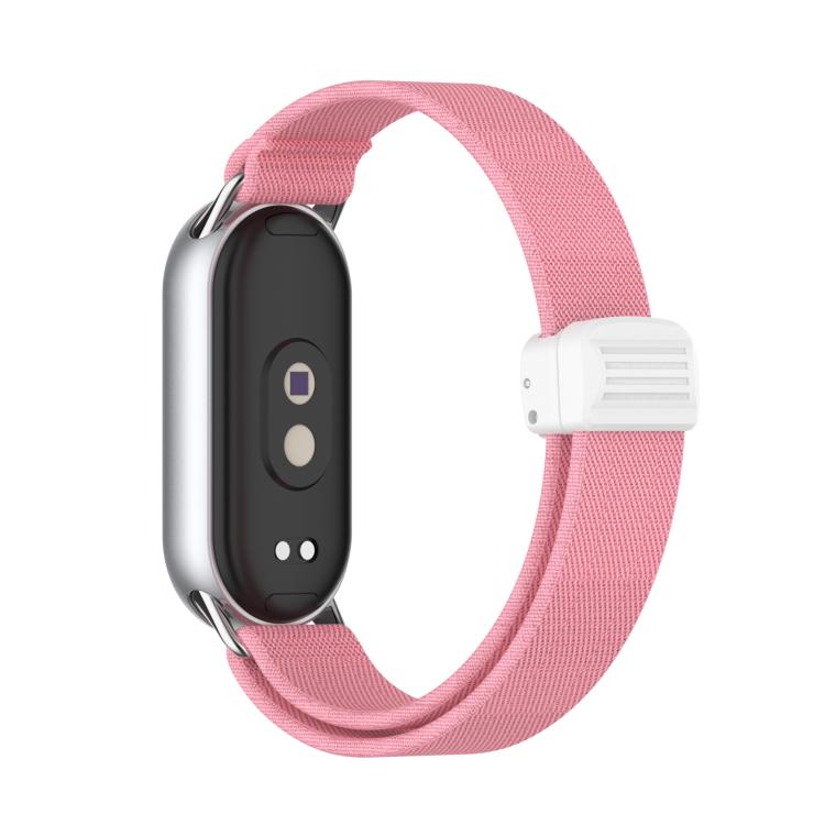For Xiaomi Smart Band 10 / 9 / 8 Metal Head Magnetic Plastic Buckle Elastic Nylon Watch Band