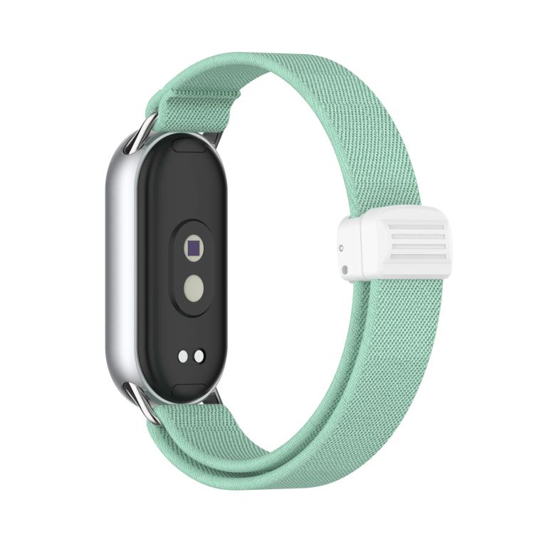For Xiaomi Smart Band 10 / 9 / 8 Metal Head Magnetic Plastic Buckle Elastic Nylon Watch Band