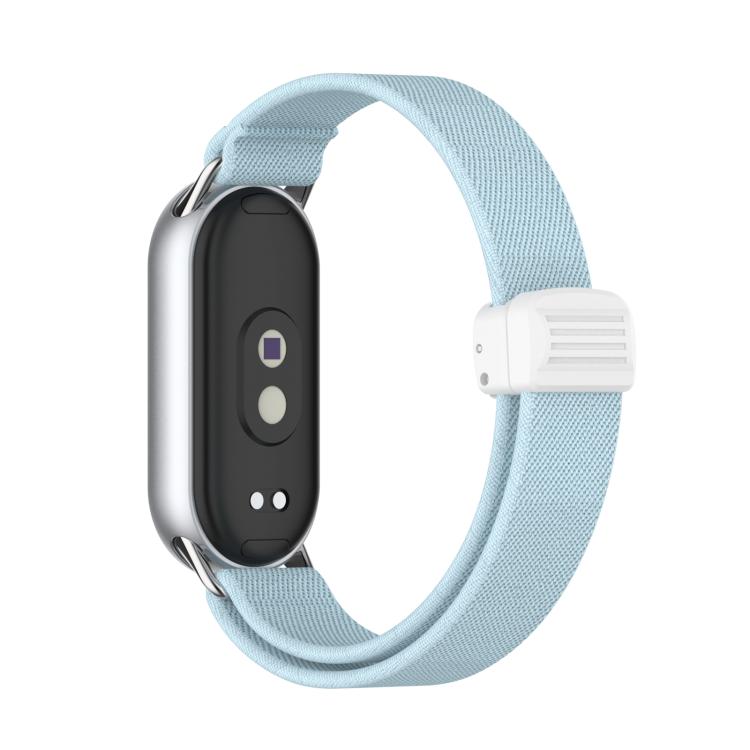 For Xiaomi Smart Band 10 / 9 / 8 Metal Head Magnetic Plastic Buckle Elastic Nylon Watch Band