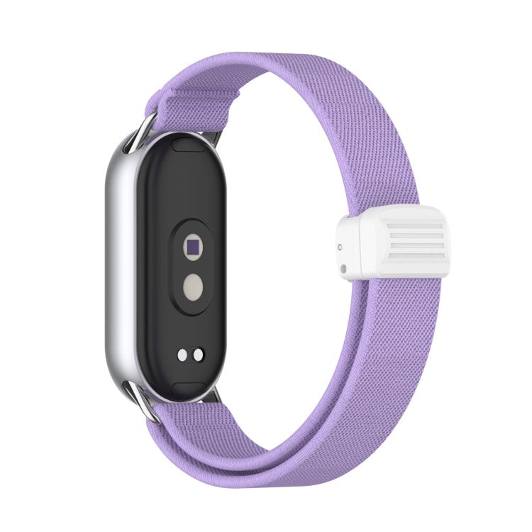 For Xiaomi Smart Band 10 / 9 / 8 Metal Head Magnetic Plastic Buckle Elastic Nylon Watch Band