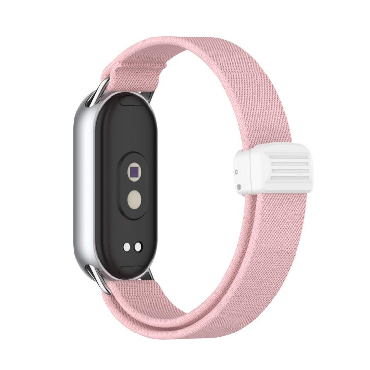 For Xiaomi Smart Band 10 / 9 / 8 Metal Head Magnetic Plastic Buckle Elastic Nylon Watch Band
