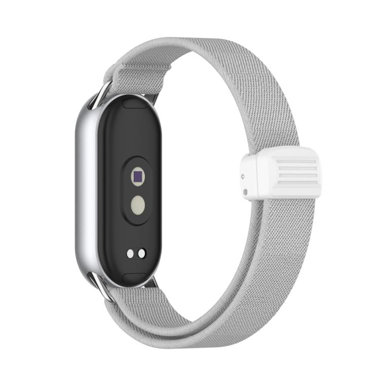 For Xiaomi Smart Band 10 / 9 / 8 Metal Head Magnetic Plastic Buckle Elastic Nylon Watch Band