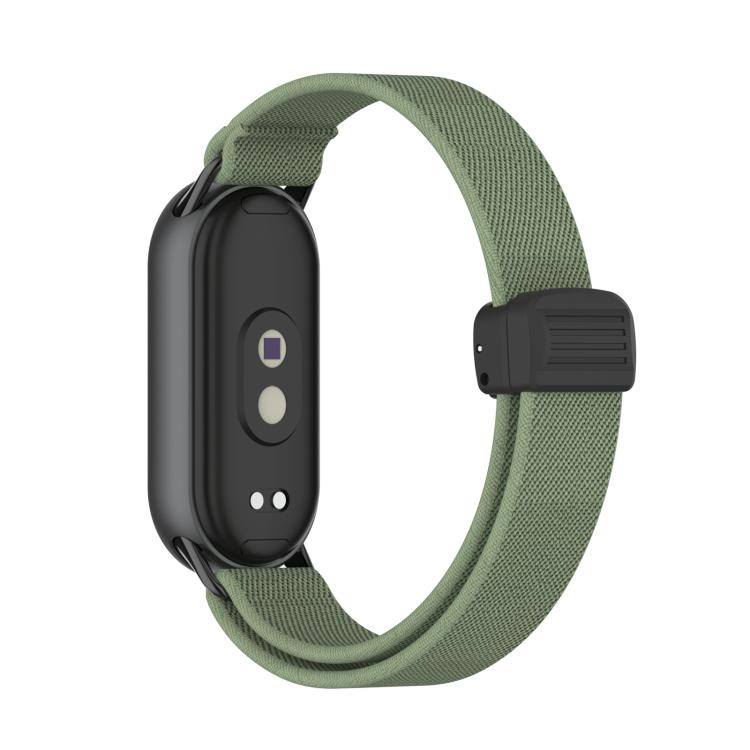 For Xiaomi Smart Band 10 / 9 / 8 Metal Head Magnetic Plastic Buckle Elastic Nylon Watch Band