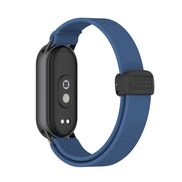 For Xiaomi Smart Band 10 / 9 / 8 Metal Head Magnetic Plastic Buckle Elastic Nylon Watch Band