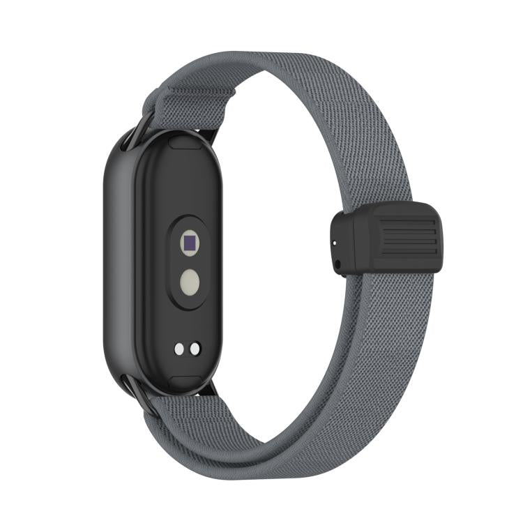 For Xiaomi Smart Band 10 / 9 / 8 Metal Head Magnetic Plastic Buckle Elastic Nylon Watch Band