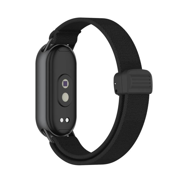 For Xiaomi Smart Band 10 / 9 / 8 Metal Head Magnetic Plastic Buckle Elastic Nylon Watch Band
