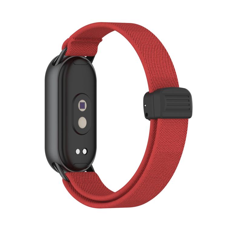 For Xiaomi Smart Band 10 / 9 / 8 Metal Head Magnetic Plastic Buckle Elastic Nylon Watch Band