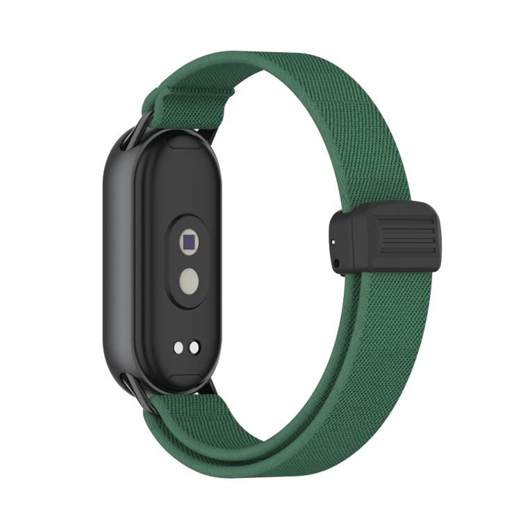 For Xiaomi Smart Band 10 / 9 / 8 Metal Head Magnetic Plastic Buckle Elastic Nylon Watch Band