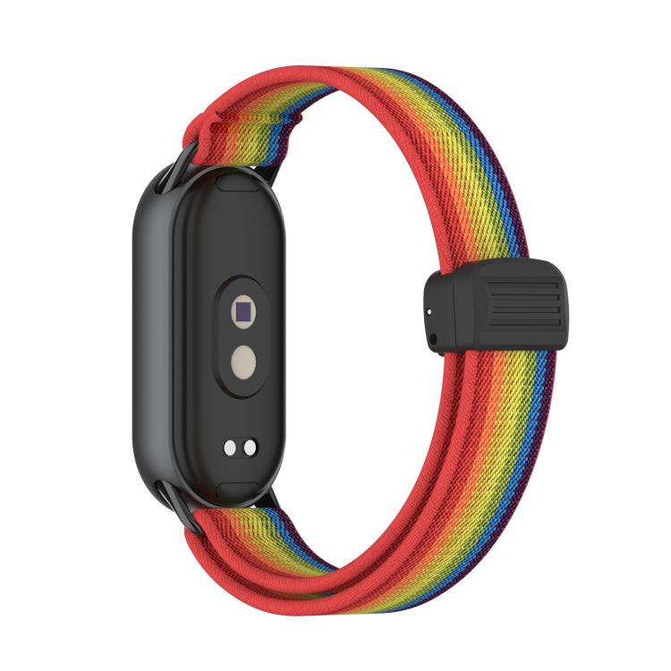 For Xiaomi Smart Band 10 / 9 / 8 Metal Head Magnetic Plastic Buckle Elastic Nylon Watch Band