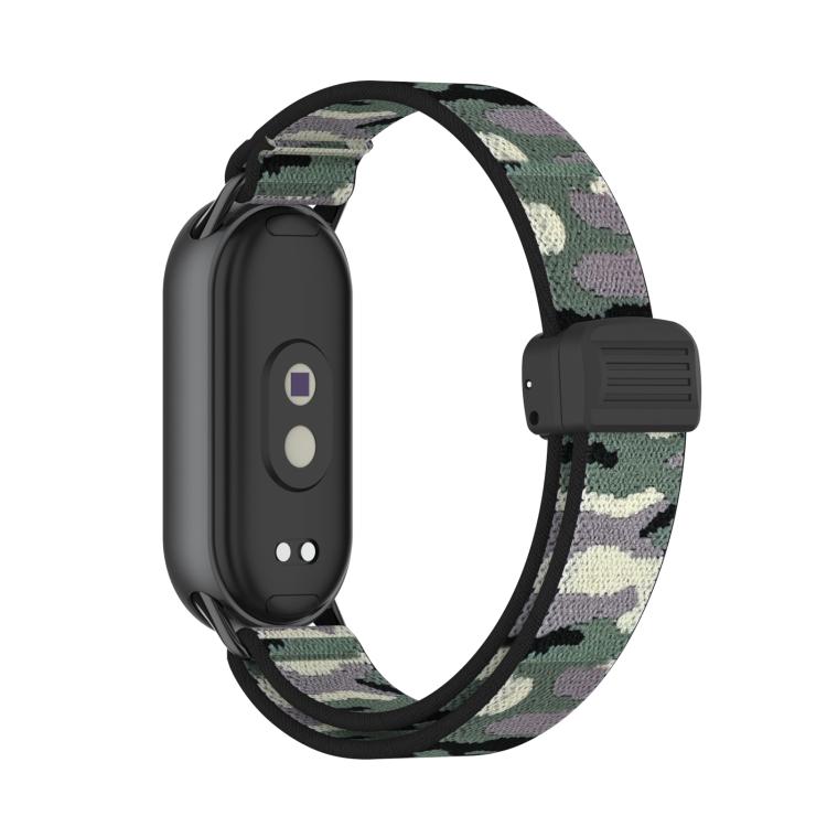 For Xiaomi Smart Band 10 / 9 / 8 Metal Head Magnetic Plastic Buckle Elastic Nylon Watch Band