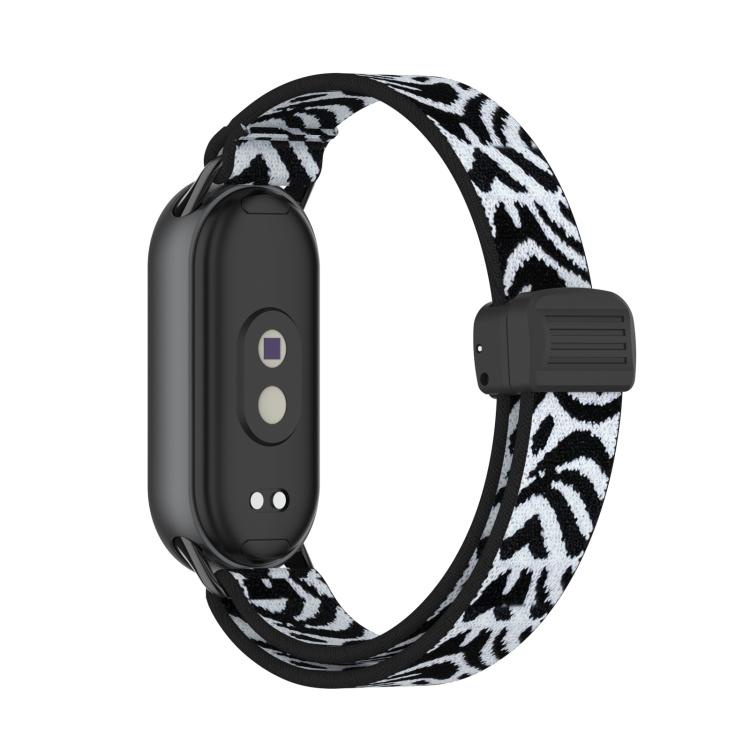 For Xiaomi Smart Band 10 / 9 / 8 Metal Head Magnetic Plastic Buckle Elastic Nylon Watch Band