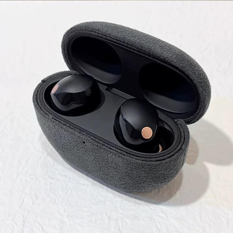 For Sony WF-1000 XM5 Suede Flip Leather Bluetooth Headset Protective Case