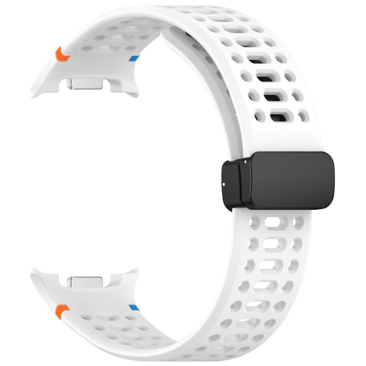 For Samsung Galaxy Watch8 / Watch8 Classic Magnetic Black Buckle Breathable Stitched Silicone Watch Band