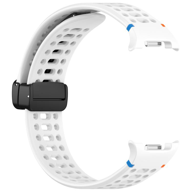 For Samsung Galaxy Watch8 / Watch8 Classic Magnetic Black Buckle Breathable Stitched Silicone Watch Band