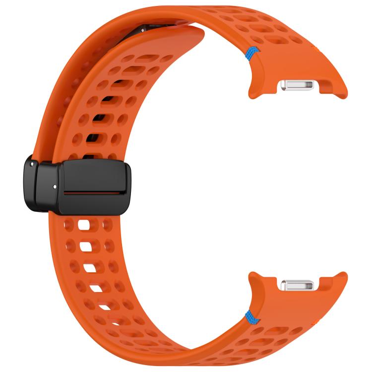 For Samsung Galaxy Watch8 / Watch8 Classic Magnetic Black Buckle Breathable Stitched Silicone Watch Band