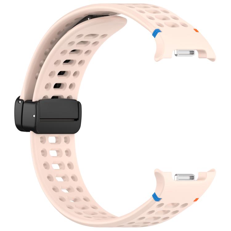 For Samsung Galaxy Watch8 / Watch8 Classic Magnetic Black Buckle Breathable Stitched Silicone Watch Band