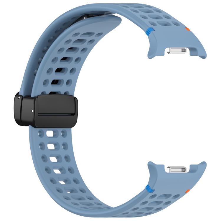 For Samsung Galaxy Watch8 / Watch8 Classic Magnetic Black Buckle Breathable Stitched Silicone Watch Band