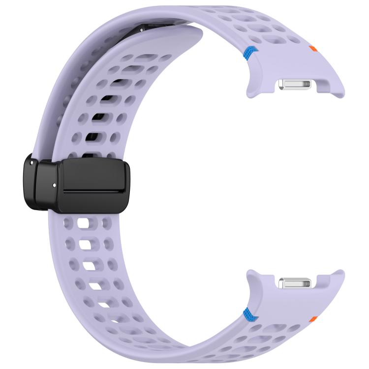 For Samsung Galaxy Watch8 / Watch8 Classic Magnetic Black Buckle Breathable Stitched Silicone Watch Band