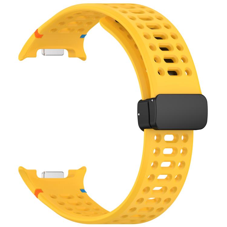 For Samsung Galaxy Watch8 / Watch8 Classic Magnetic Black Buckle Breathable Stitched Silicone Watch Band