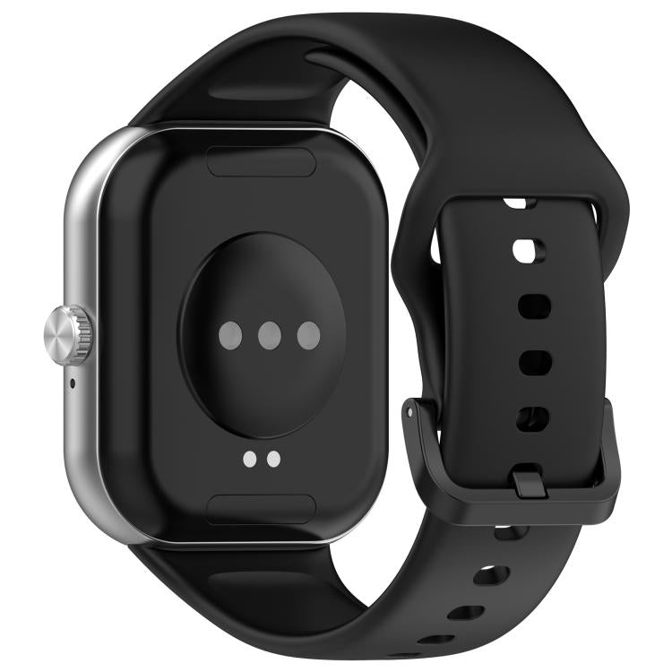 For Redmi Watch Move Black Steel Buckle Solid Color Soft Silicone Watch Band