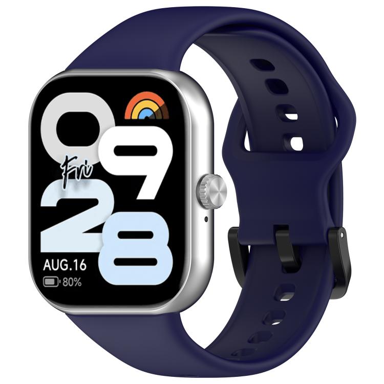 For Redmi Watch Move Black Steel Buckle Solid Color Soft Silicone Watch Band