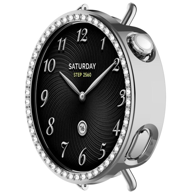 For Xiaomi Watch S4 41mm Single Row Diamond Half Coverage Hollow TPU Watch Cover
