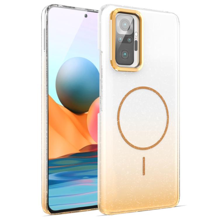 For Xiaomi Redmi Note 10 Pro Gold Diamond Glitter Gradient MagSafe Shockproof Phone Case