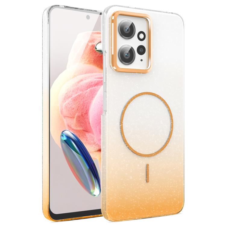 For Xiaomi Redmi 12 4G Gold Diamond Glitter Gradient MagSafe Shockproof Phone Case
