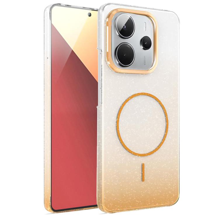 For Redmi Note 14 4G Global 163.25mm Gold Diamond Glitter Gradient MagSafe Shockproof Phone Case