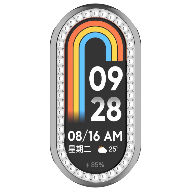 For Xiaomi Smart Band 10 / 10 NFC Single Row Diamond Half Coverage Hollow TPU Watch Cover