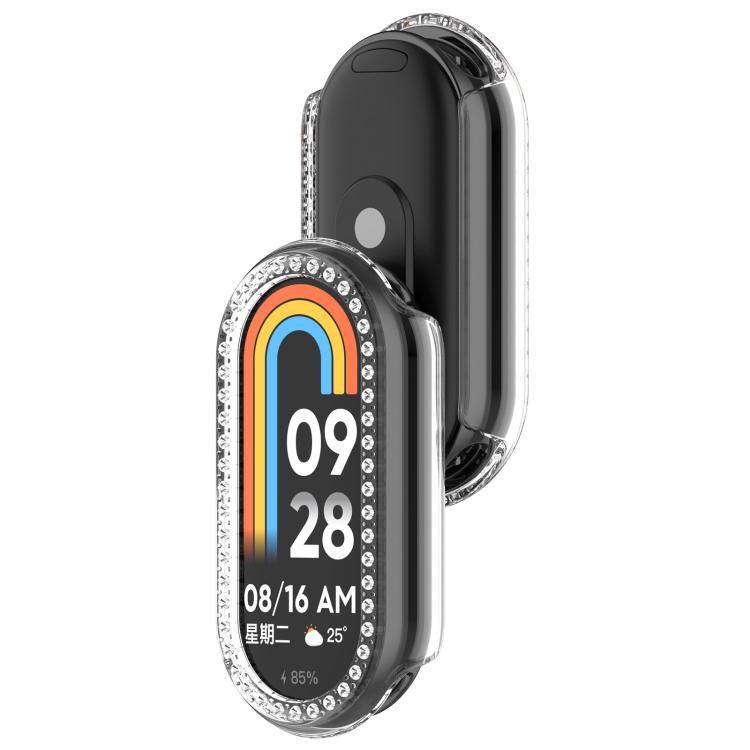 For Xiaomi Smart Band 10 / 10 NFC Single Row Diamond Half Coverage Hollow TPU Watch Cover