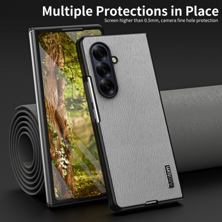 For Samsung Galaxy Z Fold7 5G Tree Bark Leather Shockproof Phone Case