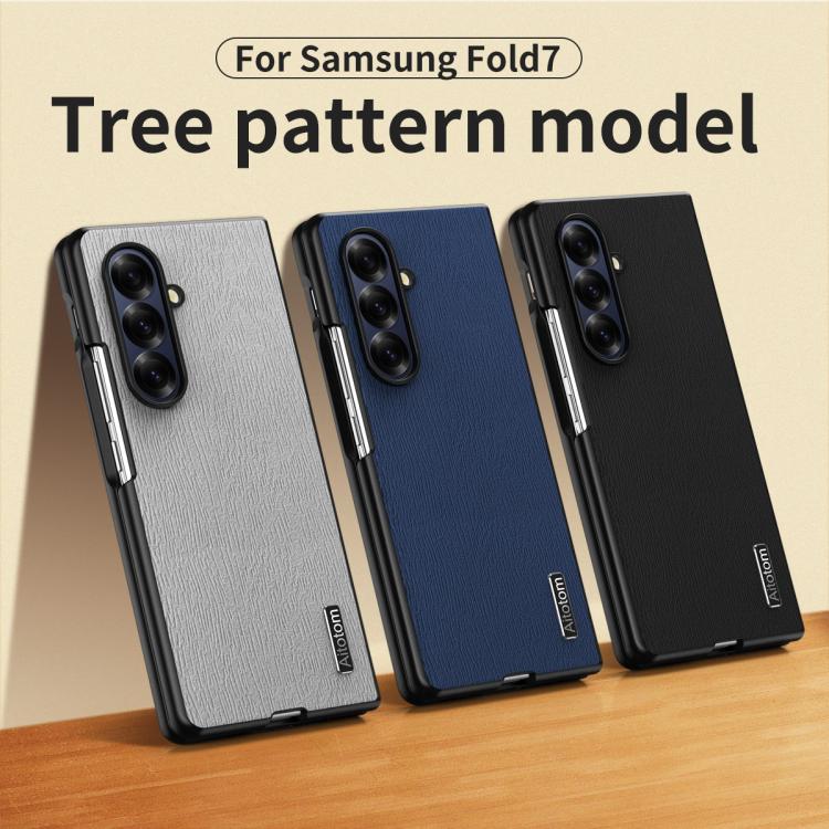 For Samsung Galaxy Z Fold7 5G Tree Bark Leather Shockproof Phone Case